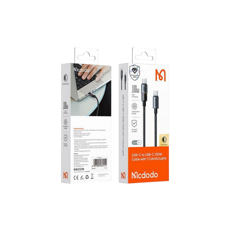 کابل usb-c مک دودو مدل ca-8200 100w طول ۱.۲متر