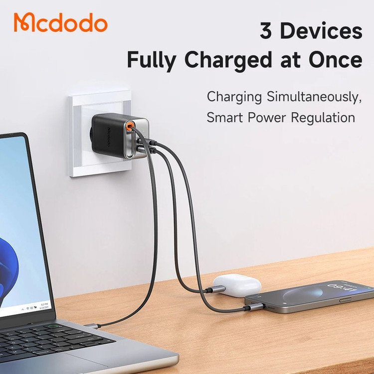 شارژر دیواری 67 وات مک دودو مدل CH-4100 به همراه کابل متصل به بدنه USB-C