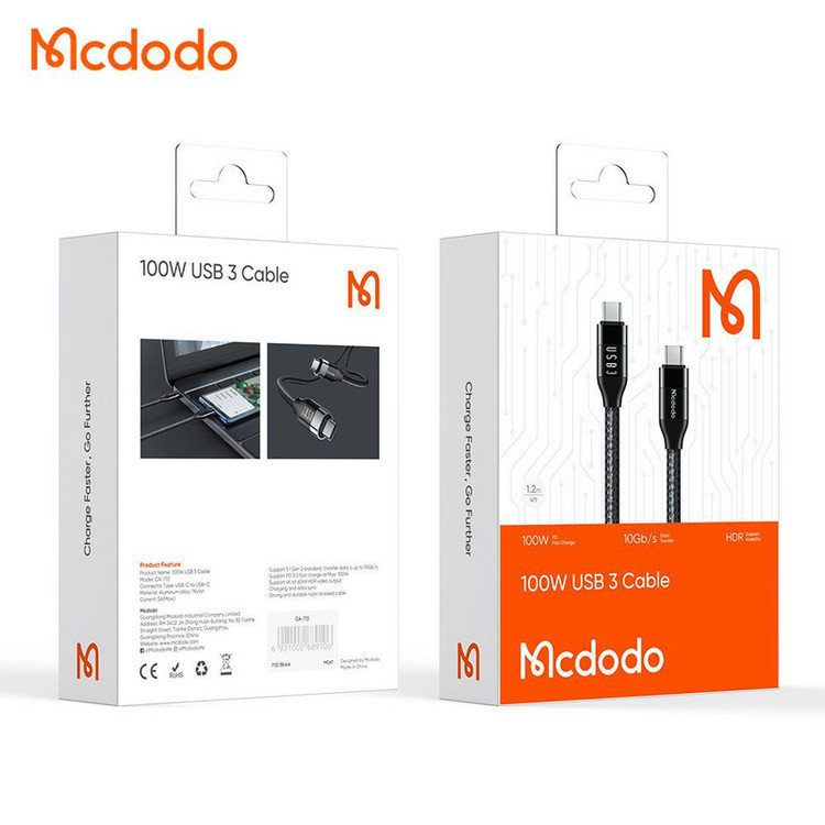 کابل USB-C مک دودو مدل 100W USB 3 طول 1.2متر