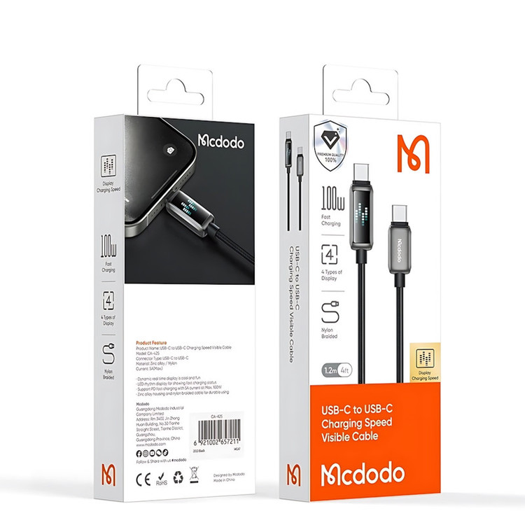 کابل USB-C مک دودو مدل CA-4250 100W طول 1.2 متر