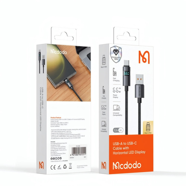 کابل تبدیل USB به USB-C مک دودو مدل CA-652 طول 1.2 متر