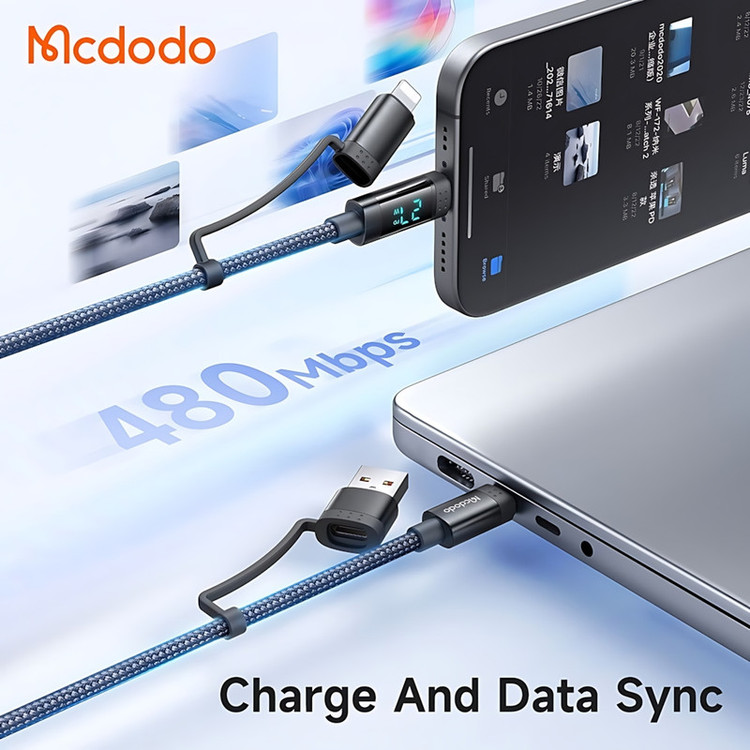 کابل تبدیل USB-C به USB/لایتنینگ مک دودو مدل CA-1990 طول 1.2 متر