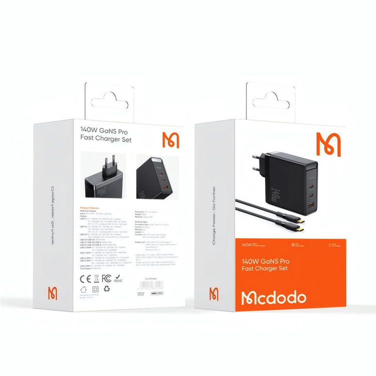 شارژر دیواری 140 وات مک دودو مدل CH-2913 به همراه کابل USB-C