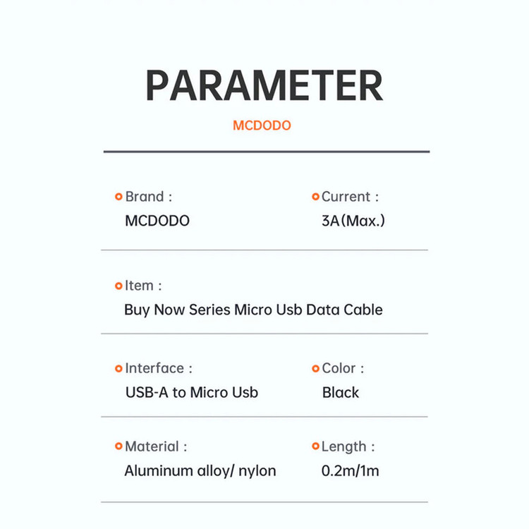 کابل تبدیل USB به microUSB مک دودو مدل CA-2280 طول 0.20 متر