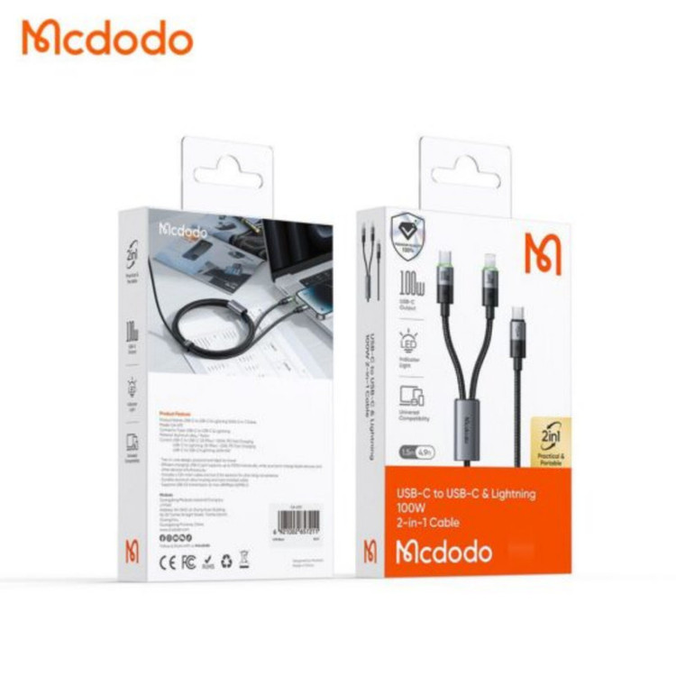 کابل تبدیل usb-cبه لایتنینگ /usb-c مک دودو مدل ca-6700 طول 1.5متر