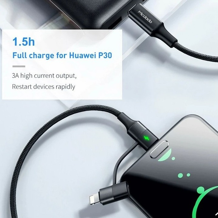 کابل تبدیل USB-C به لایتنینگ/USB-C مک دودو مدل CA-712 طول 1.2 متر