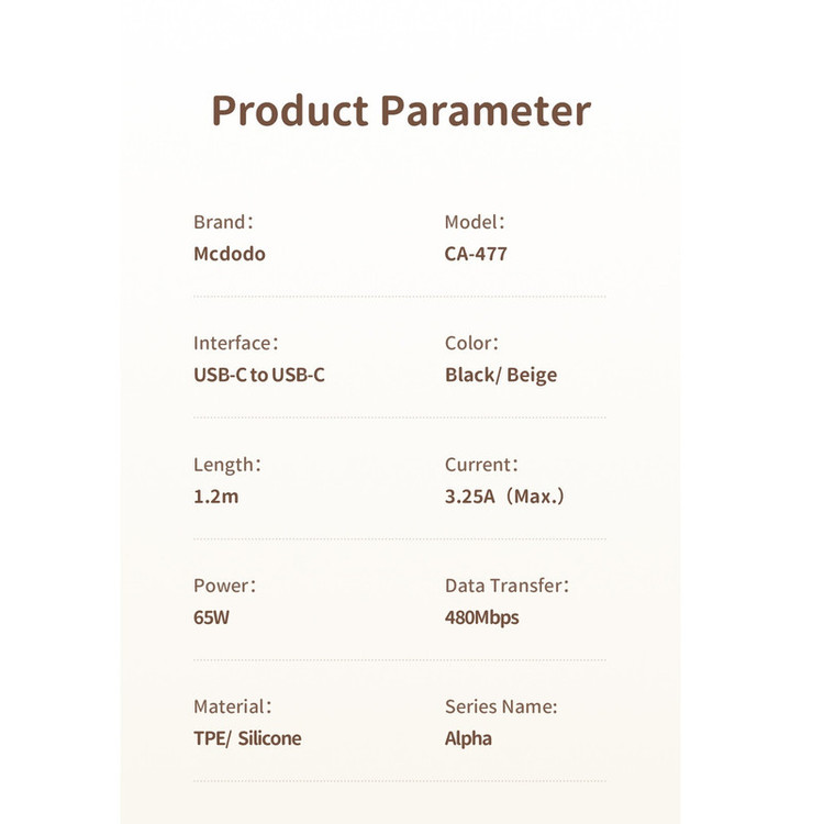 کابل USB-C مک دودو مدل C477I طول 1.2 متر