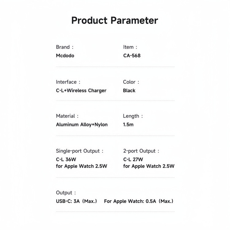 کابل تبدیل لایتنینگ به USB-C مک دودو مدل CA-568 طول 1.5 متر