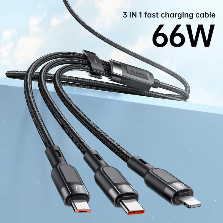 کابل تبدیل USB به microUSB / لایتنینگ / USB-C مک دودو مدل CA-0930 طول 1.2 متر