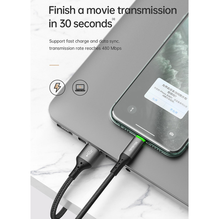 کابل تبدیل USB به لایتنینگ مک دودو مدل Auto Power Off طول 1.2 متر