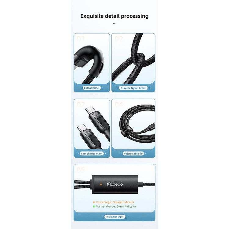 کابل USB-C به USB-C/USB-C مک دودو مدل 2IN1 PD Fast Charging 100W طول 1.2 متر