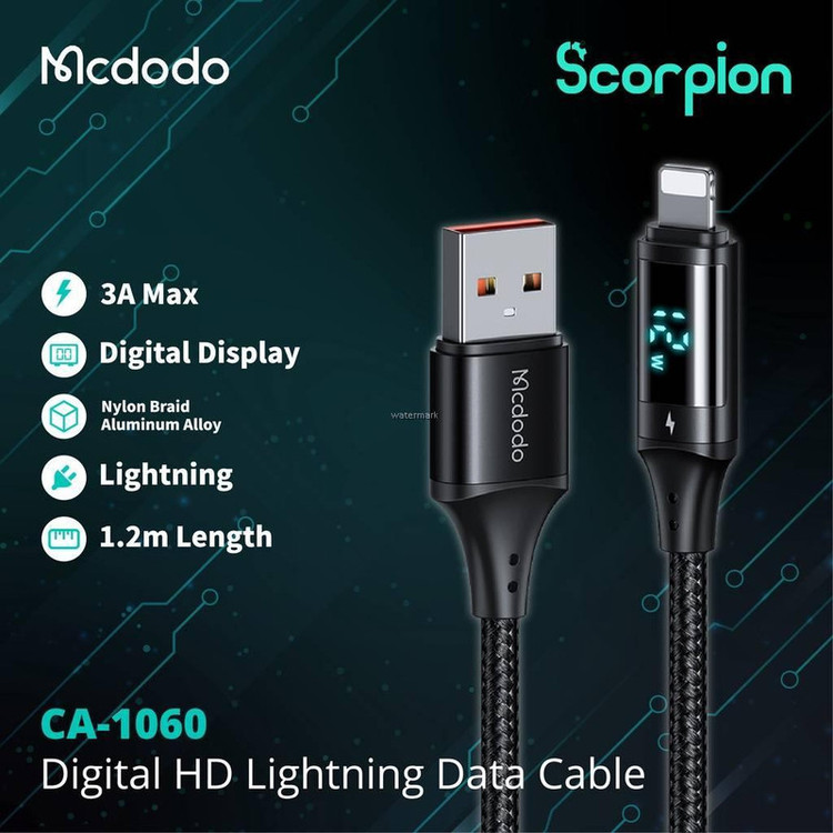 کابل تبدیل USB به لایتنینگ مک دودو مدل Digital HD 1060 طول 1.2 متر