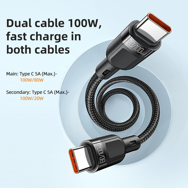 کابل تبدیل 1 به 2 USB-C مک دودو مدل CA-7470 طول 1.2 متر