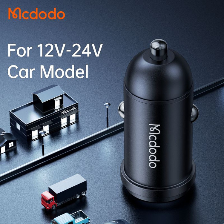 شارژر فندکی 30 وات مک دودو مدل MCA8 به همراه کابل تبدیل USB-C به لایتنینگ