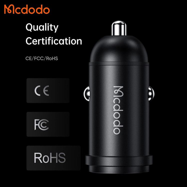 شارژر فندکی 30 وات مک دودو مدل MCA8 به همراه کابل تبدیل USB-C به لایتنینگ