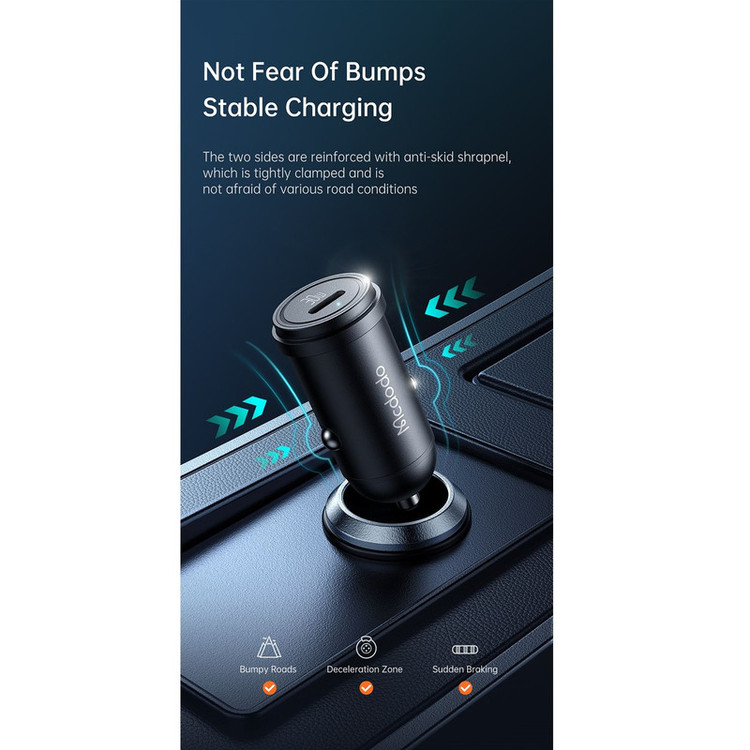 شارژر فندکی 30 وات مک دودو مدل MCA8 به همراه کابل تبدیل USB-C به لایتنینگ