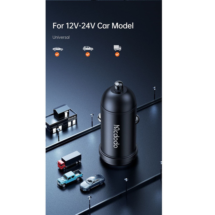 شارژر فندکی 30 وات مک دودو مدل MCA8 به همراه کابل تبدیل USB-C به لایتنینگ