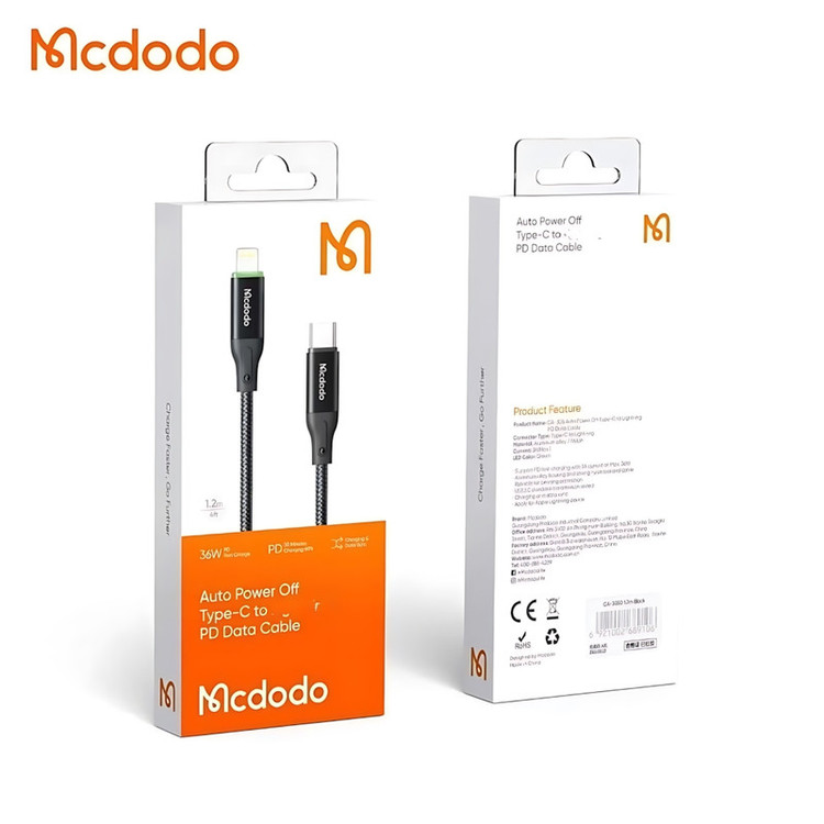 کابل تبدیل USB-C به لایتنینگ مک دودو مدل CA-305 طول 1.2 متر