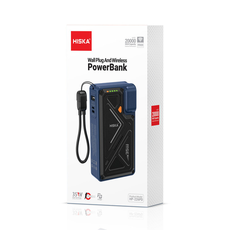پاوربانک 35 وات هیسکا مدل HP-226PD ظرفیت 20000 میلی آمپر ساعت به همراه کابل متصل USB-C